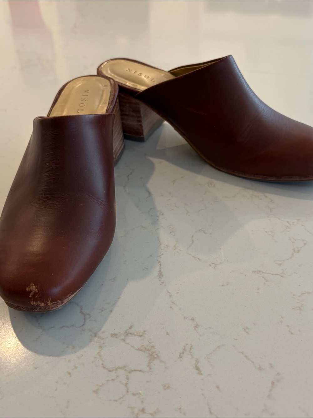 Nisolo Chestnut Brown Leather Mule Clogs